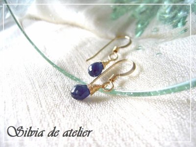 画像1: ブルーサファイヤフックピアス・Anith
