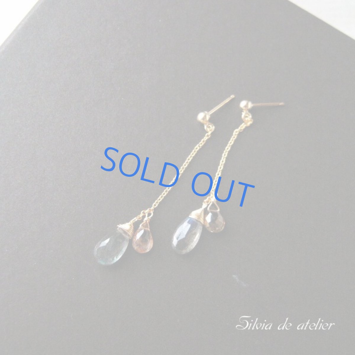 画像2: ラブラドライト&アンダリュサイト 14kgfラインピアス (2)