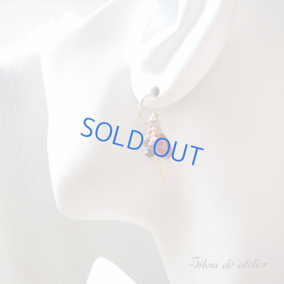 画像3: モザンビークガーネット ベリーカラー 14kgfピアス (3)