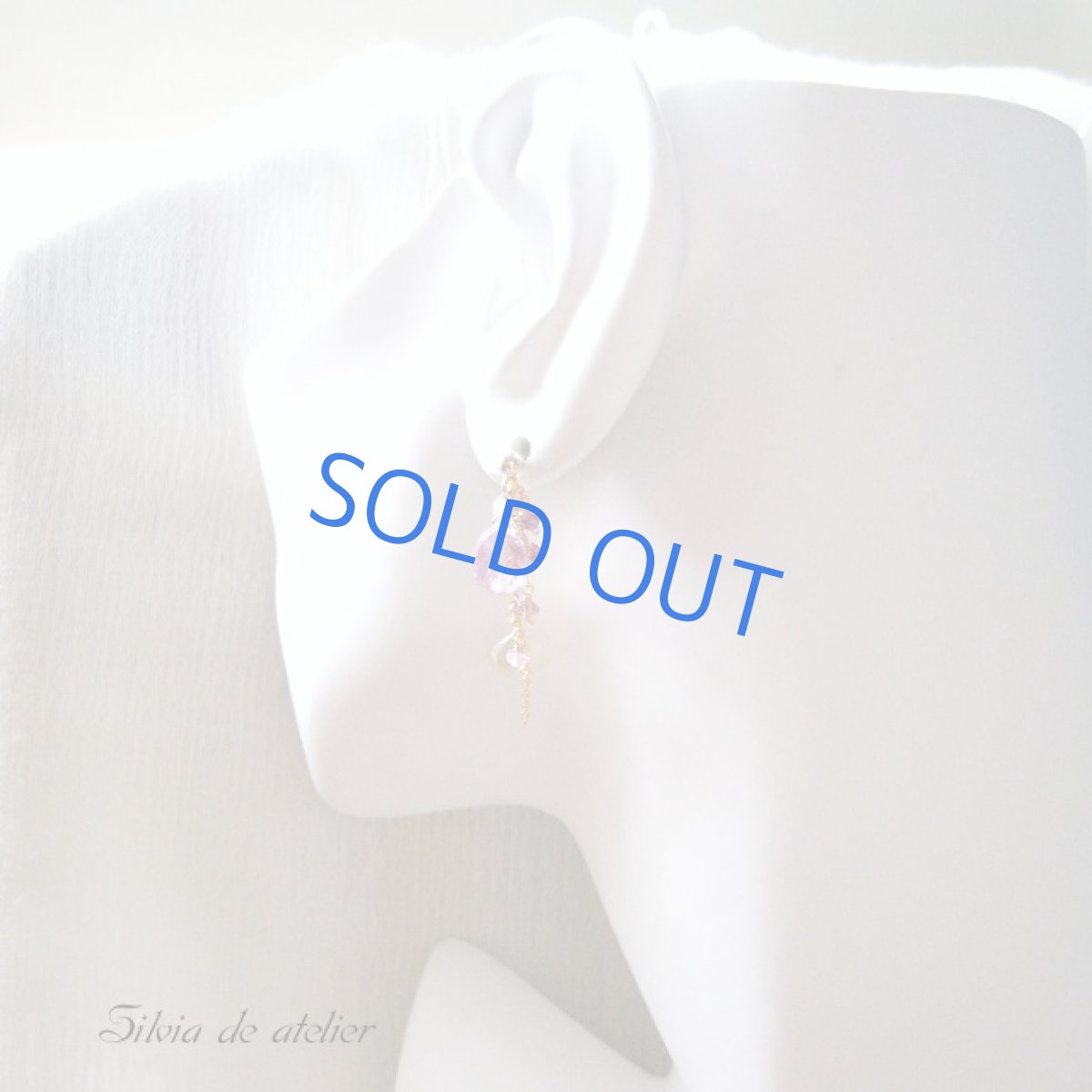 画像3: ピンクトパーズ×シャンパンクォーツドロップ 14kgfピアス (3)