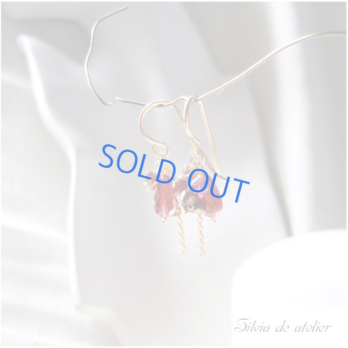 画像4: モザンビークガーネット ベリーカラー 14kgfピアス (4)