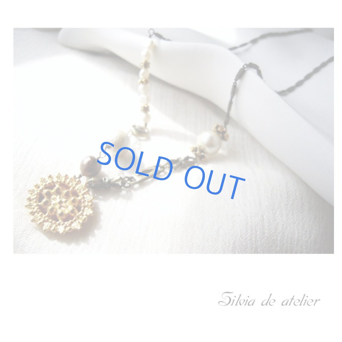 画像3: ヴィンテージチャーム コットンパールロングネックレス (3)