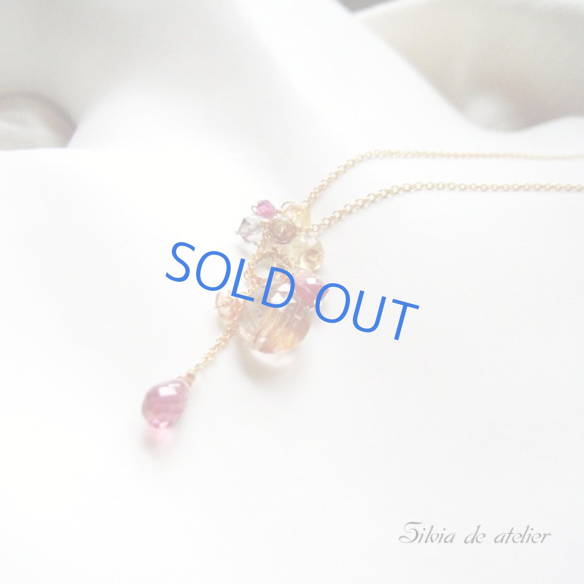 画像2: 限定1本・ブラウンルチルクォーツ×ロードライトガーネット 14kgfネックレス (2)