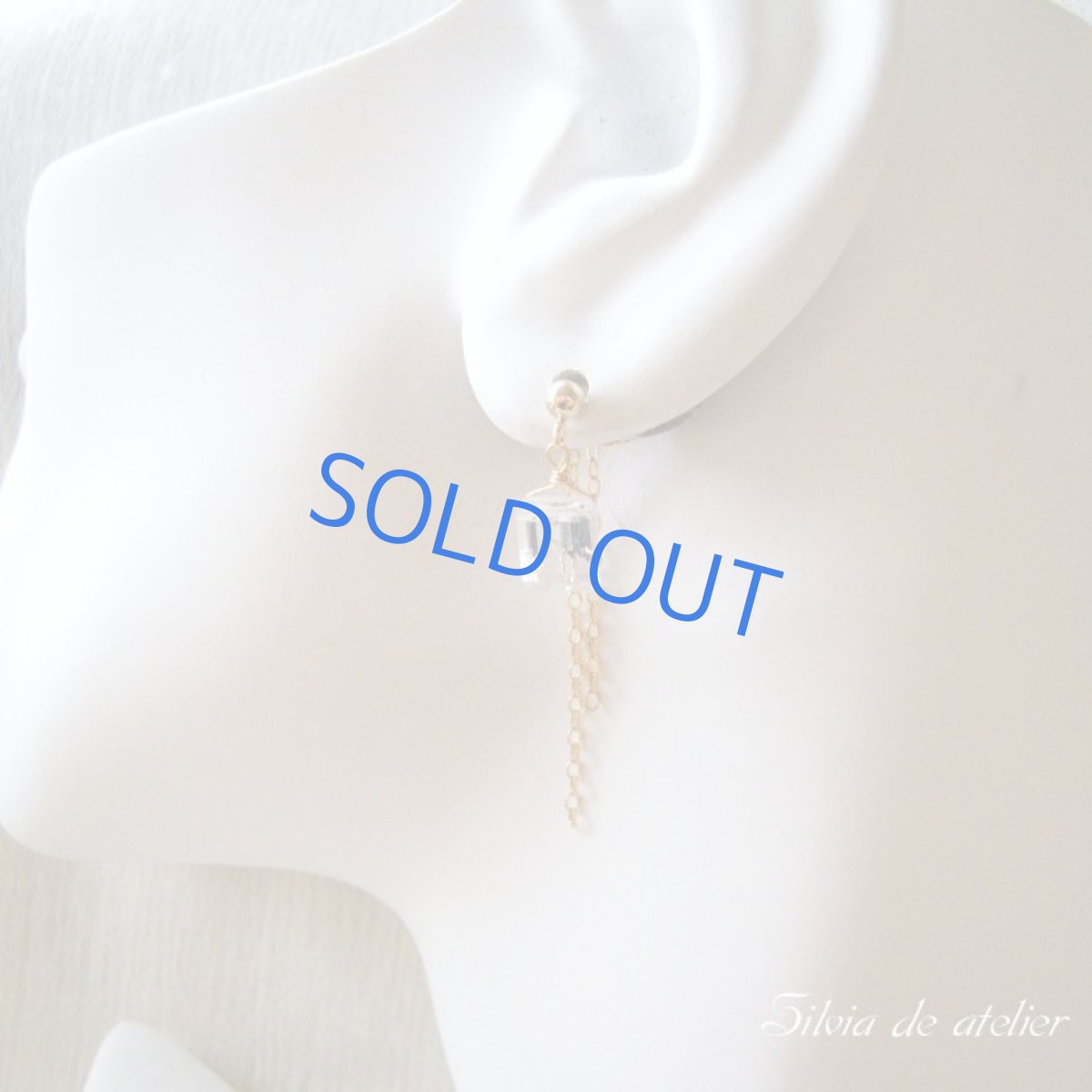 画像4: クリスタルスクエアジェムカット 一粒14kgfピアス (4)