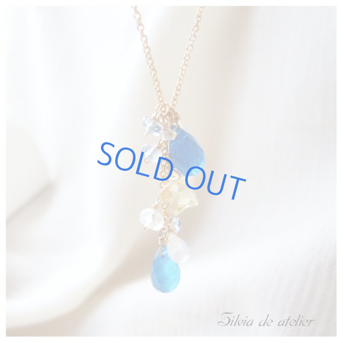 画像2: ☆midnight☆ネオンブルーアパタイトドロップ×シトリンスターカット 14kgfネックレス (2)