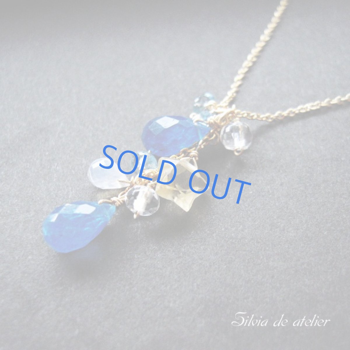 画像4: ☆midnight☆ネオンブルーアパタイトドロップ×シトリンスターカット 14kgfネックレス (4)