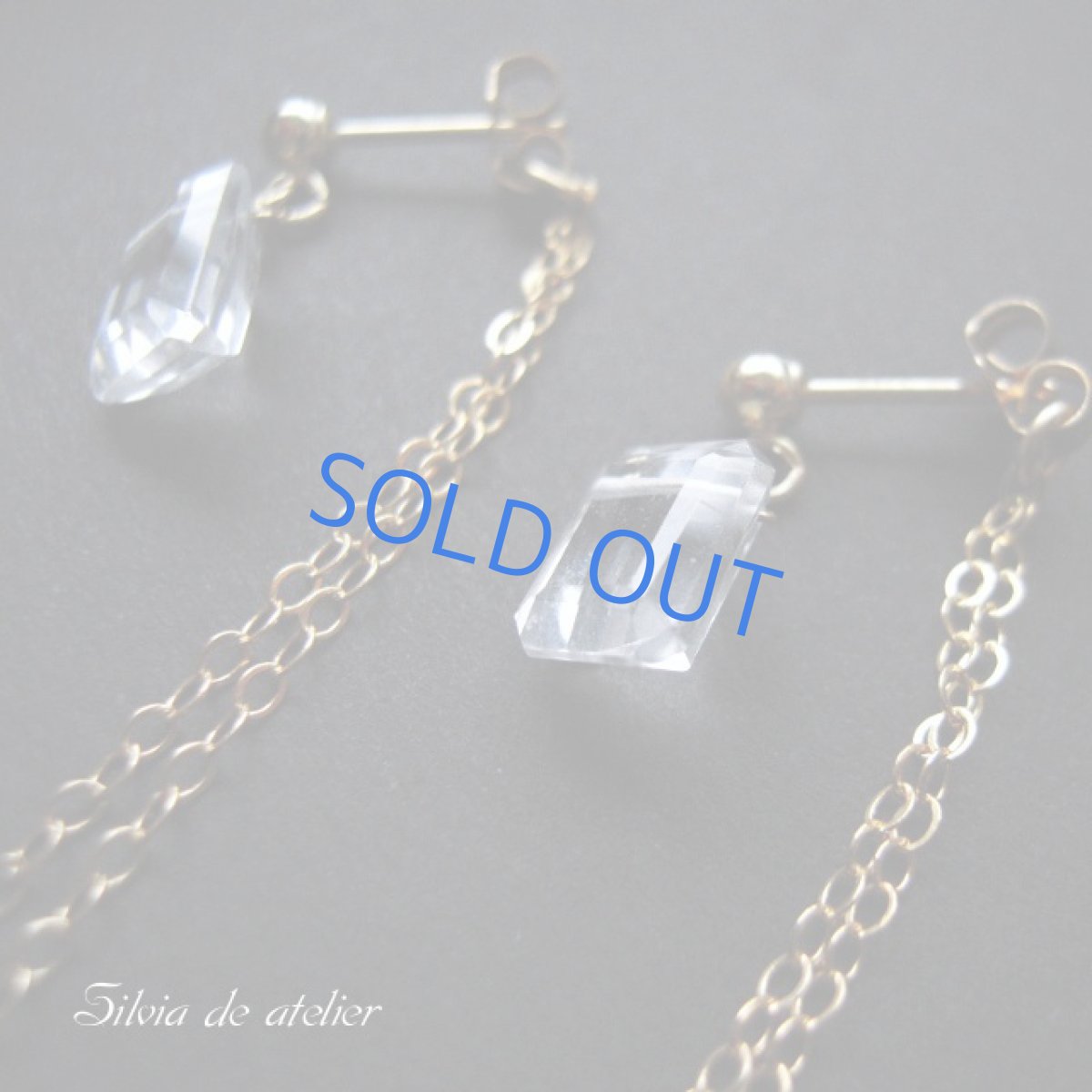 画像3: クリスタルスクエアジェムカット 一粒14kgfピアス (3)