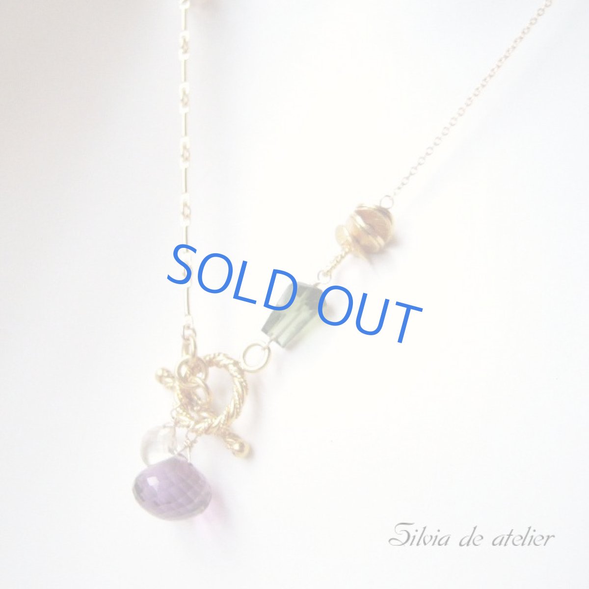 画像2: アメジスト×スキャポライト フロントマンテル 14kgfロングネックレス (2)