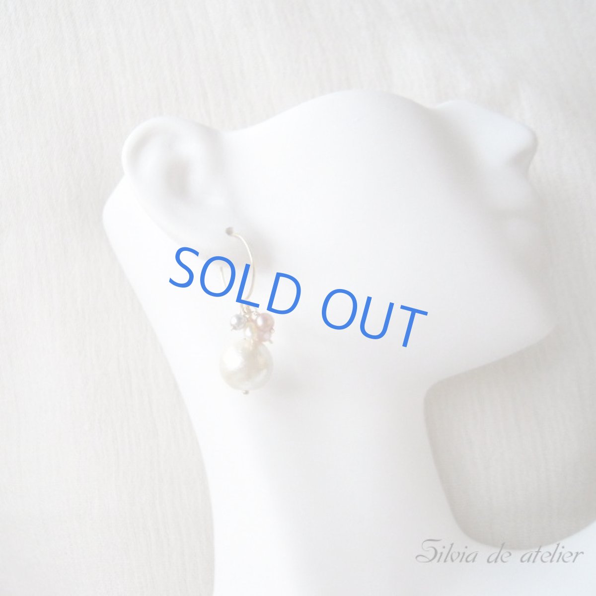 画像3: 10mmコットンパール×淡水パール 14kgfラウンドフックピアス (3)