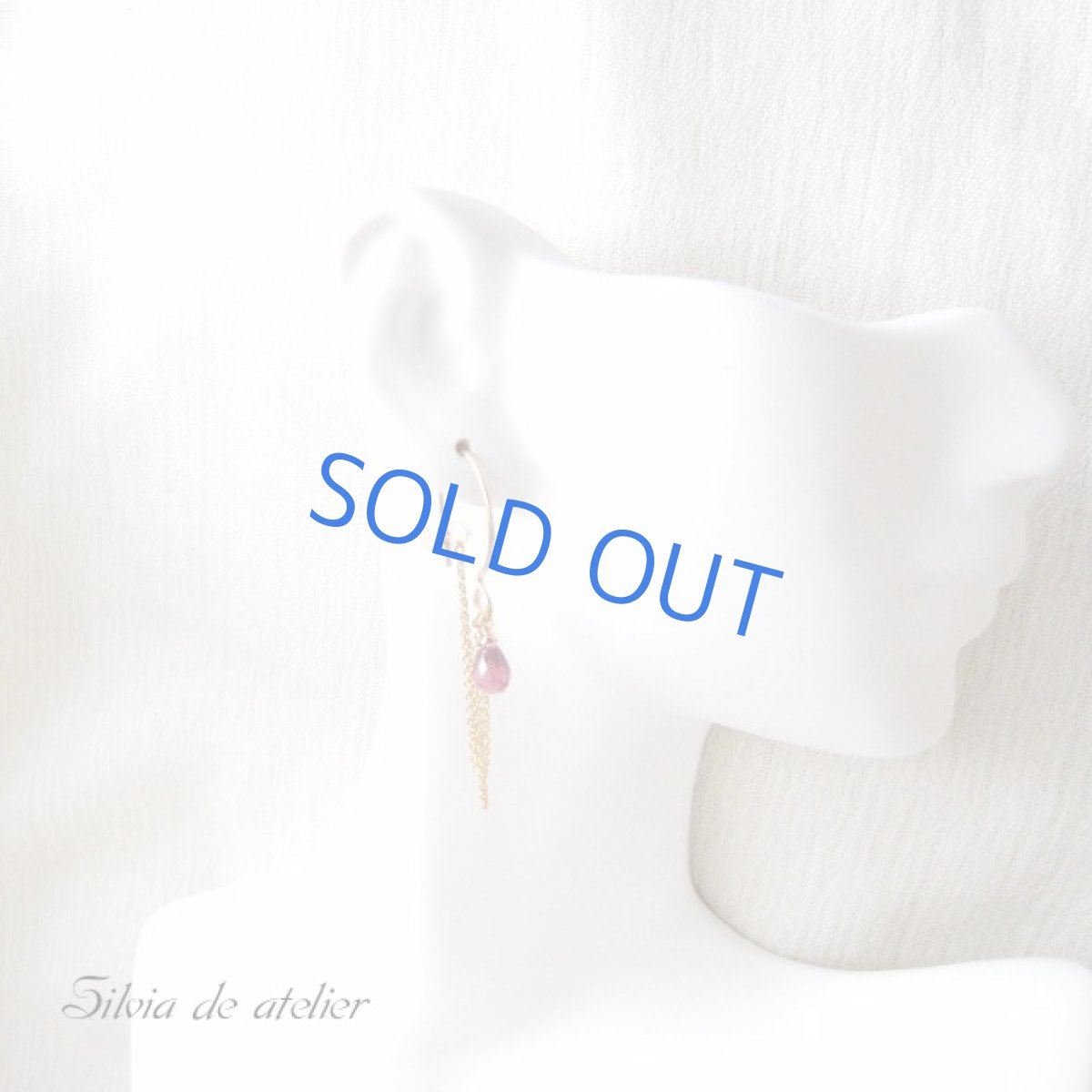 画像4: ロードライトガーネット  14kgfチェーンフックピアス (4)