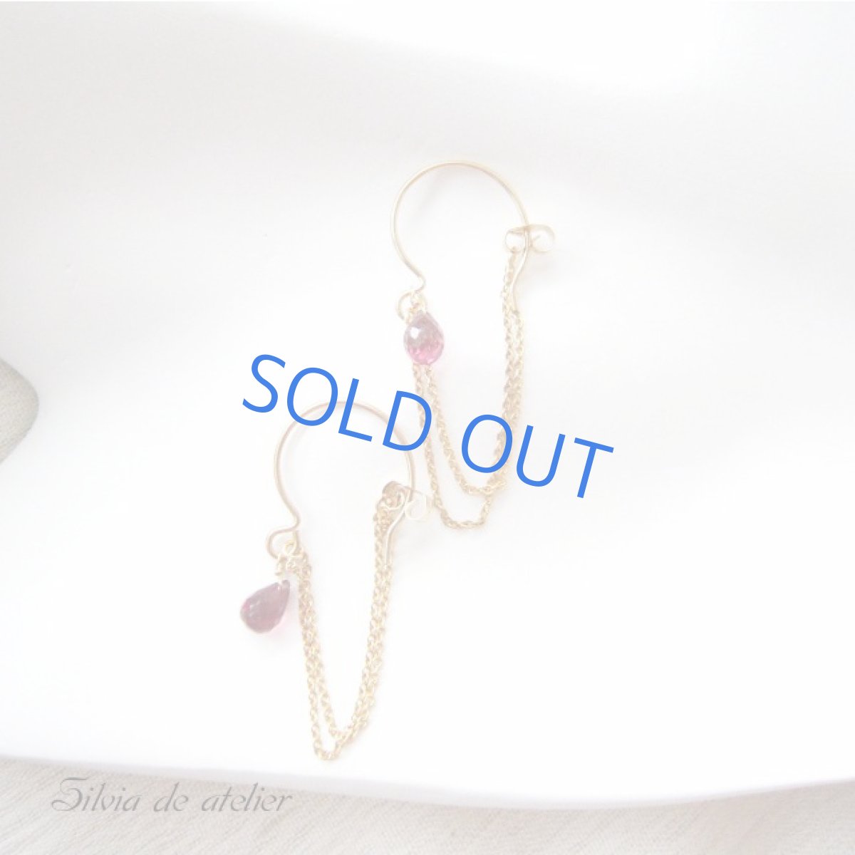 画像2: ロードライトガーネット  14kgfチェーンフックピアス (2)