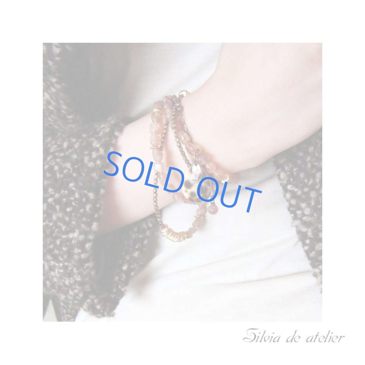 画像3: 5WAY サンストーンタンブル ロングネックレス&多連ブレスレット(レオパード柄シェルチャーム付) (3)