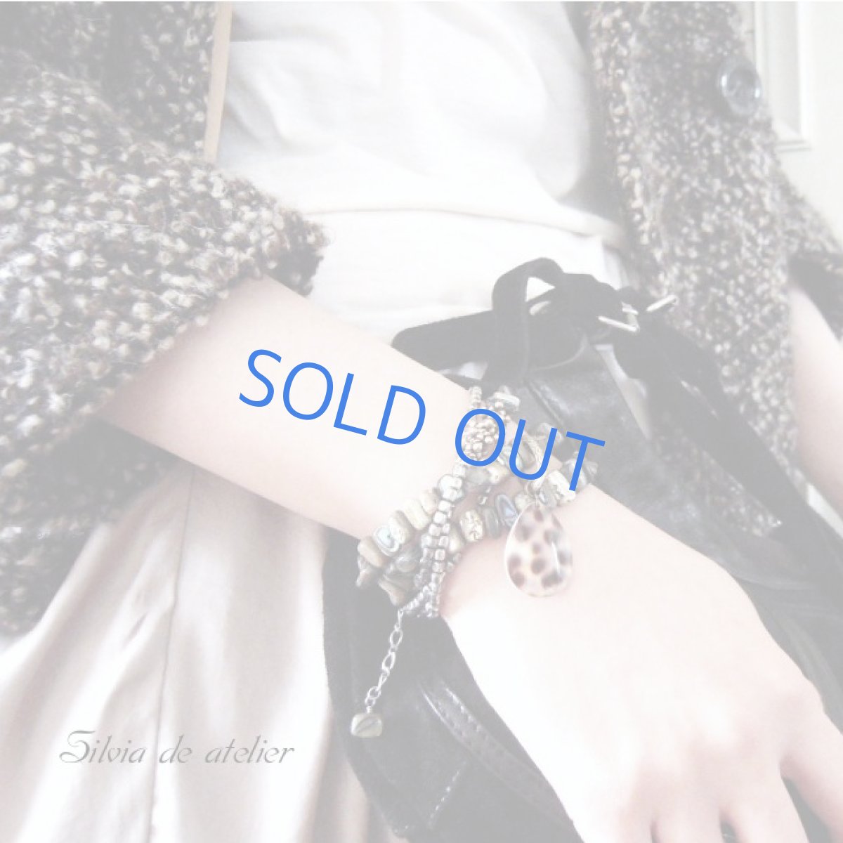 画像5: 5WAY 横長アバロンシェル ロングネックレス&多連ブレスレット(レオパード柄シェルチャーム付) (5)