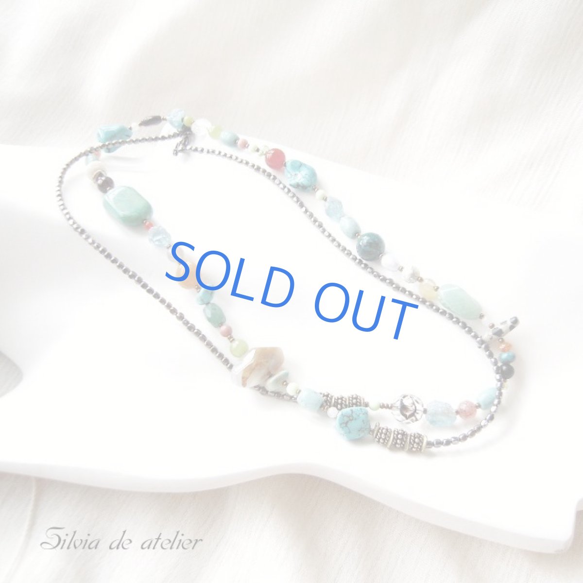 画像2: 3WAY 天然石ミックス ロングネックレス&多連ブレスレット (2)