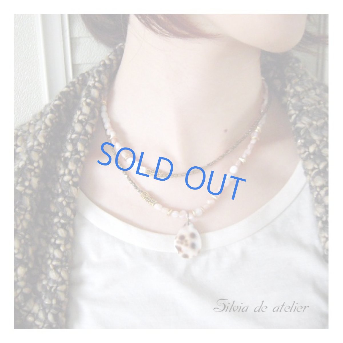 画像4: 5WAY ピンクブラウンシェル ロングネックレス&多連ブレスレット(レオパード柄シェルチャーム付) (4)