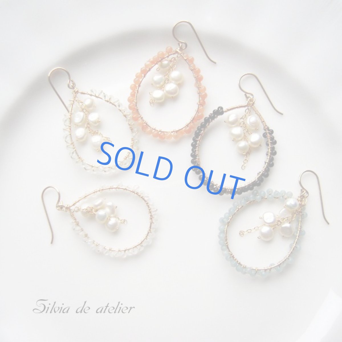 画像4: 14kgfティアドロップ 天然石×淡水パールピアス (4)