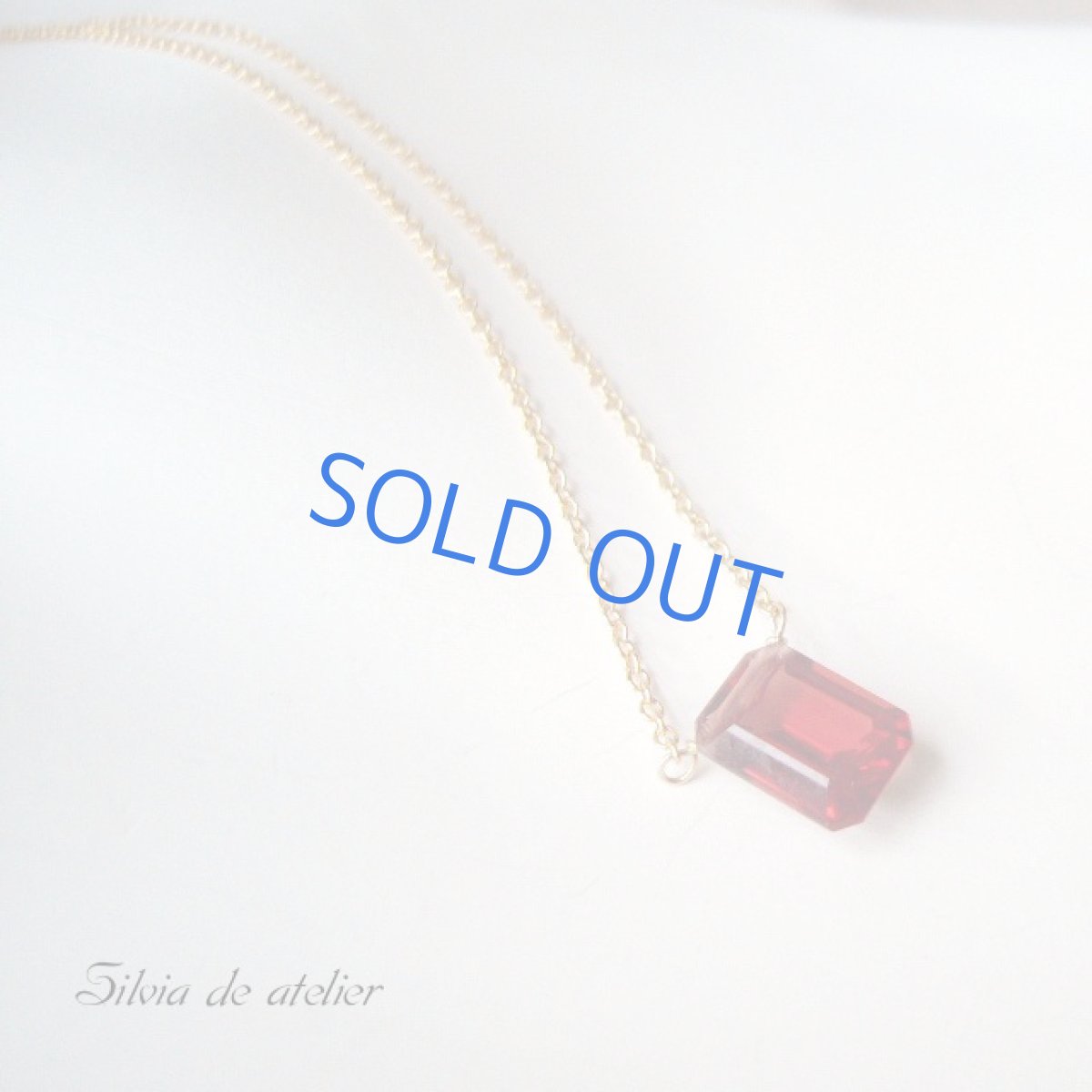 画像2: 宝石用ルース ガーネットスクエアジェム 一粒14kgfネックレス (2)