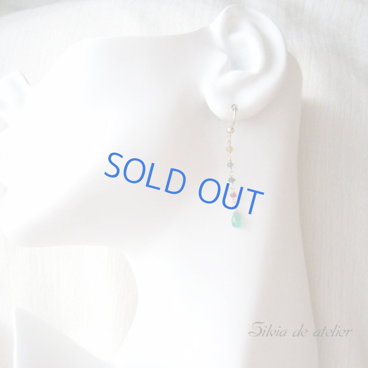 画像3: エメラルドドロップ ステーション14kgfピアス(アイオライト×ルビー×シトリン×グリーンガーネット) (3)