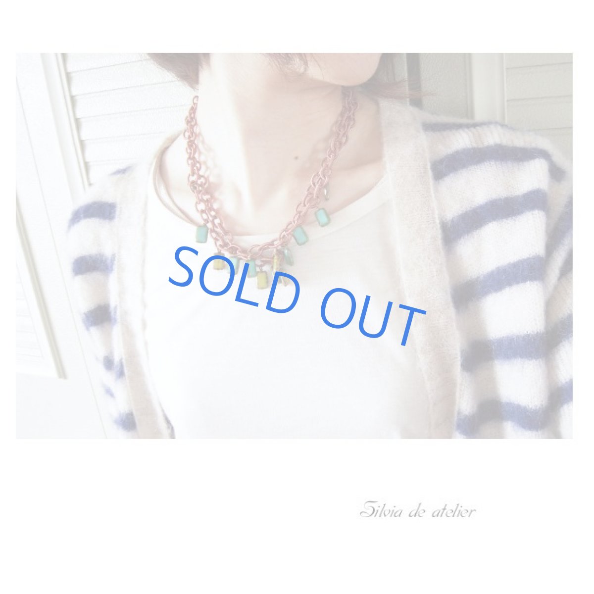 画像2: 2WAY 糸巻きチェーン ネックレス レンガ(グリーンアベンチュリン付き) (2)