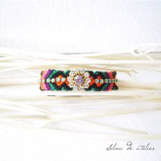 画像1: Vintageスワロフスキーフラワー　ミサンガ (1)