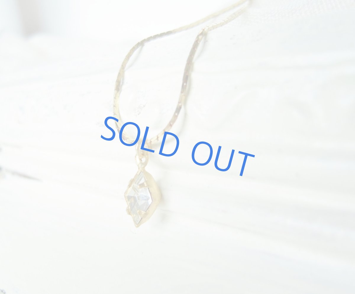 画像2: vintageスワロフスキーガラス 一粒Vintageチェーンネックレス (2)