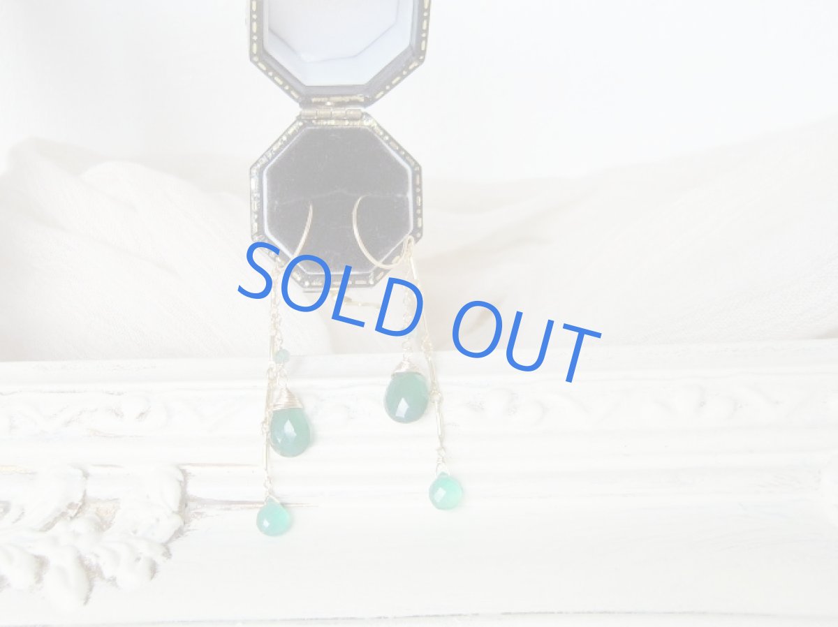 画像3: グリーンオニキスラインドロップ ラウンドフック14kgfピアス (3)