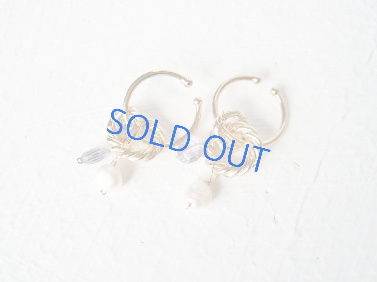 画像2: 3WAYシンプルリング アイオライト×淡水パール 14mmフープイヤリング (2)