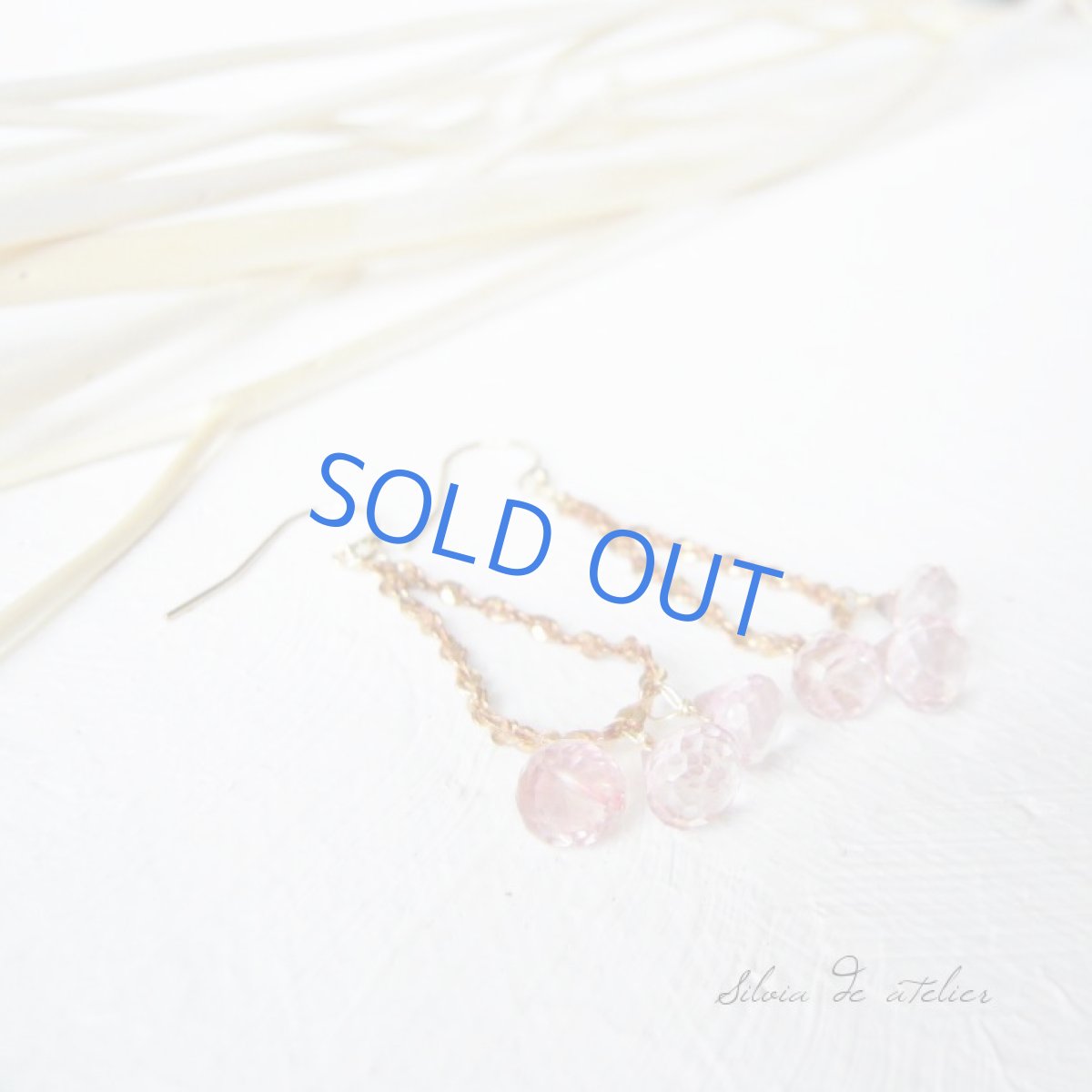 画像3: ピンククォーツ シャンデリア ピンクゴールドチェーンフープ 14kgfピアス (3)