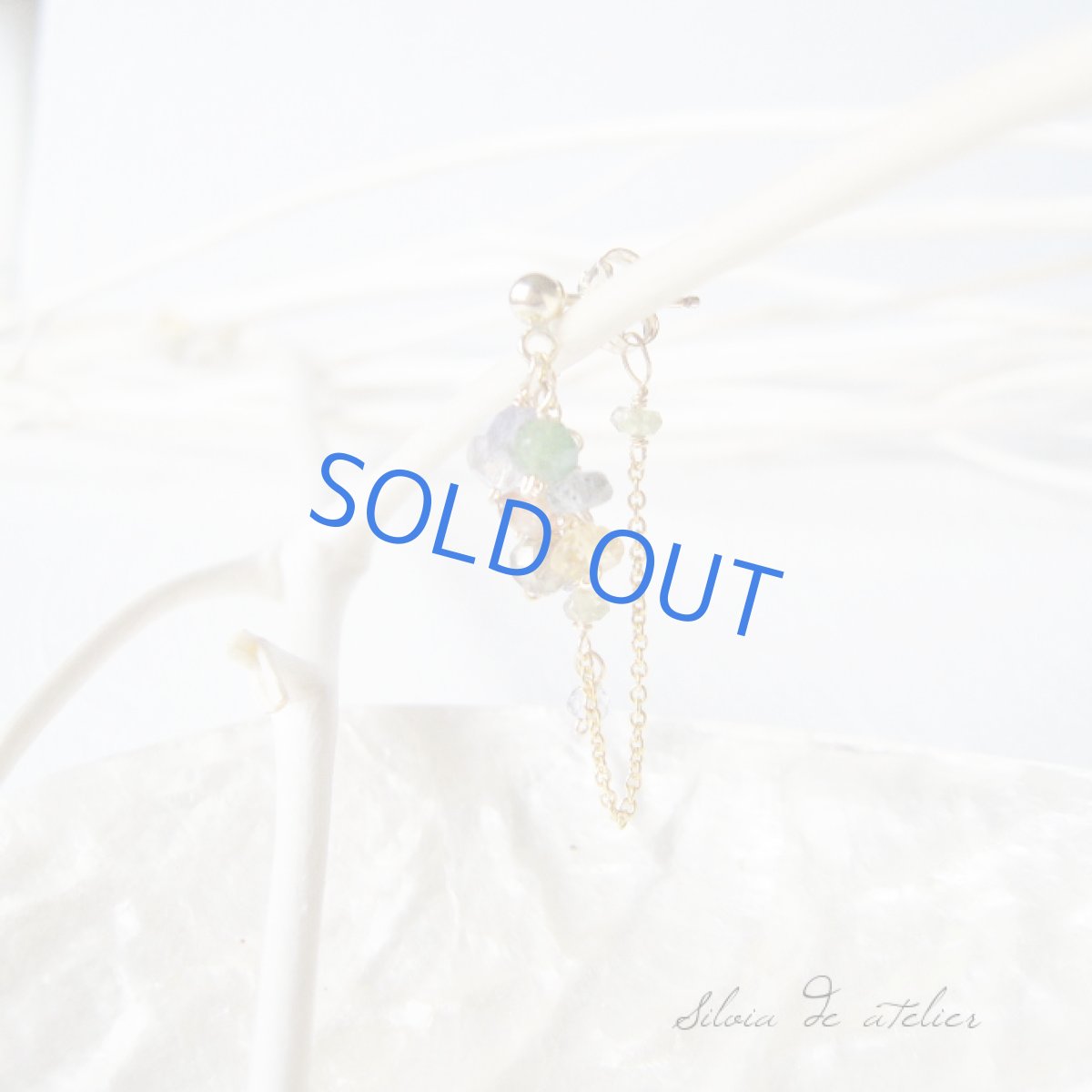 画像4: アイオライトタンブル 14kgfデザインチェーンフープ ピアス (4)