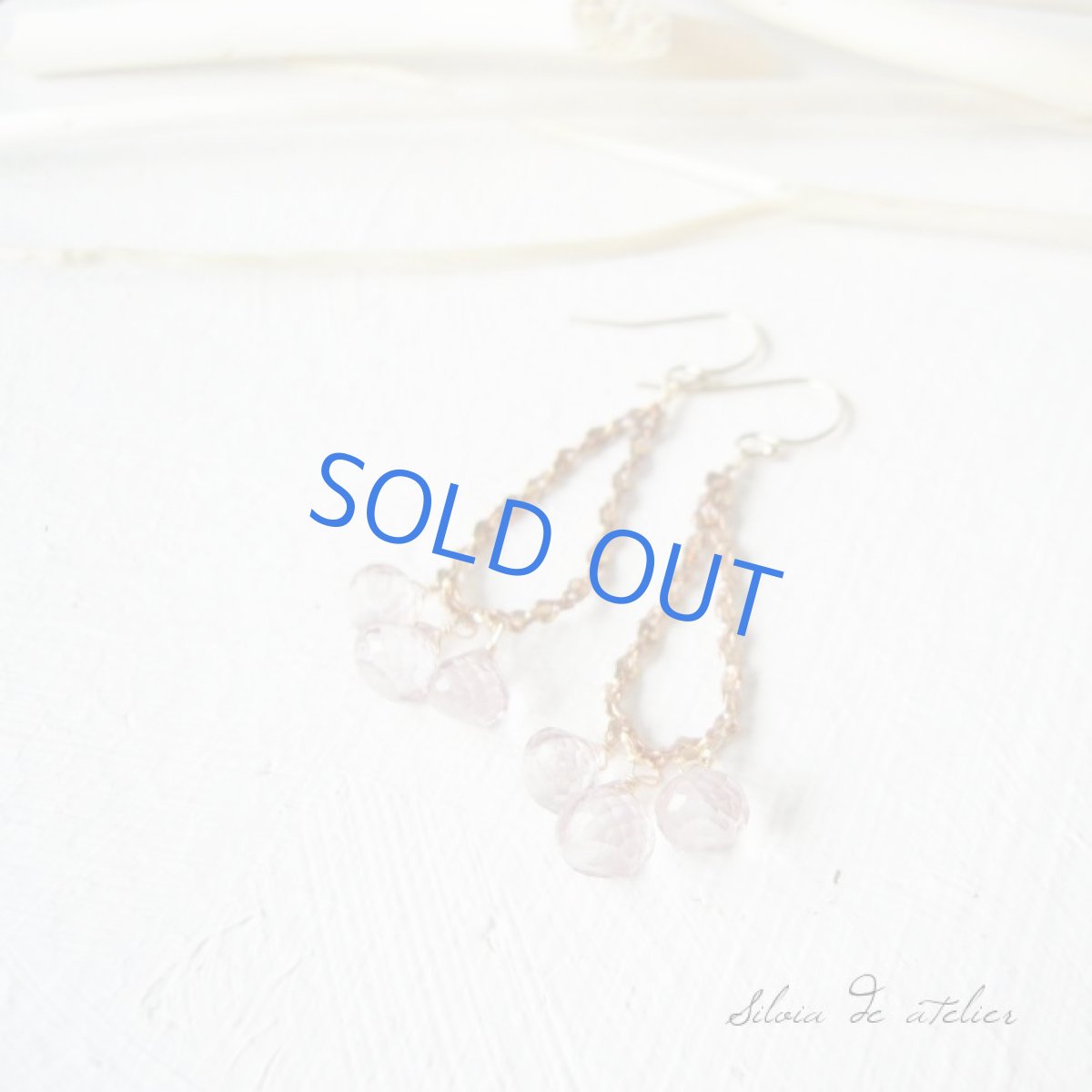 画像4: ピンククォーツ シャンデリア ピンクゴールドチェーンフープ 14kgfピアス (4)