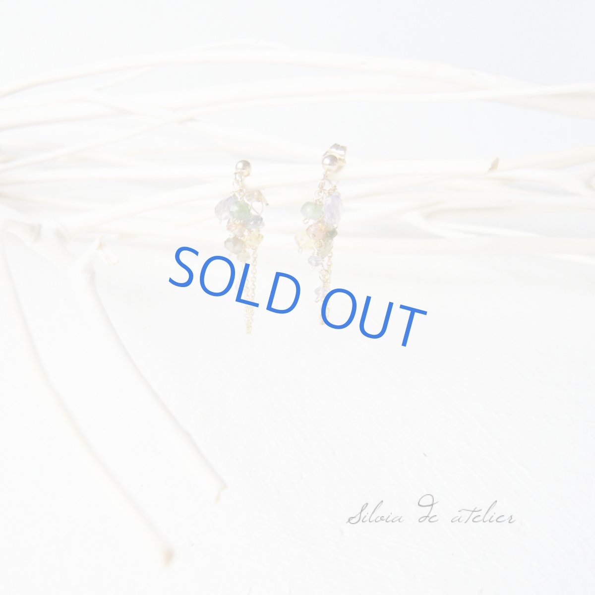 画像5: アイオライトタンブル 14kgfデザインチェーンフープ ピアス (5)