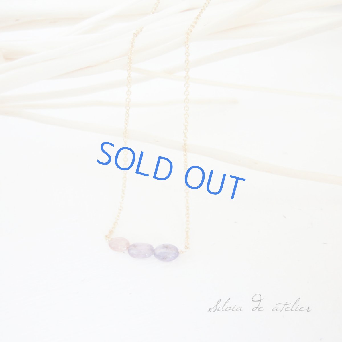 画像3: ブルー×ピンクトルマリン3石 ライン14kgfネックレス (3)