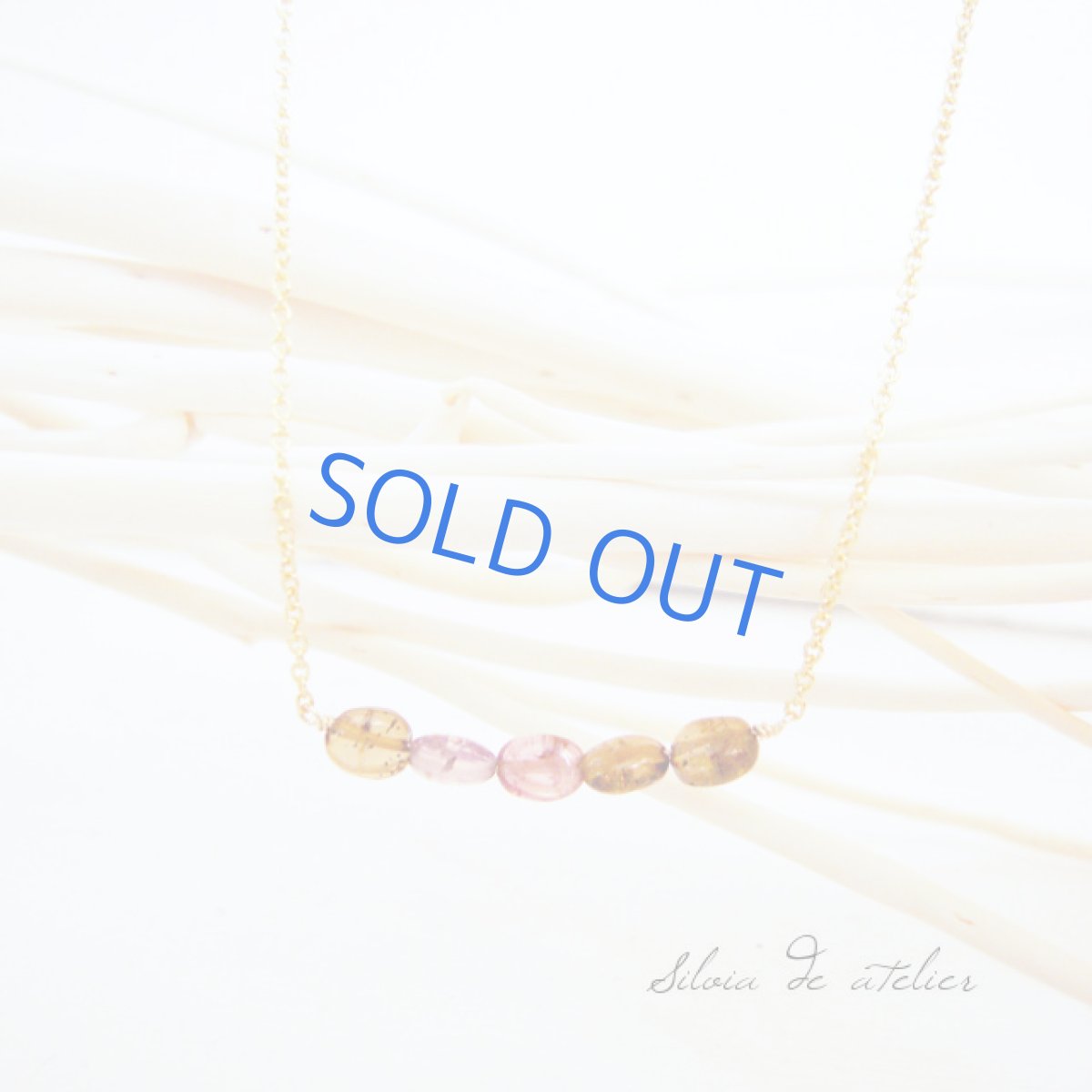 画像2: イエロー×ピンクトルマリン5石 ライン14kgfネックレス (2)