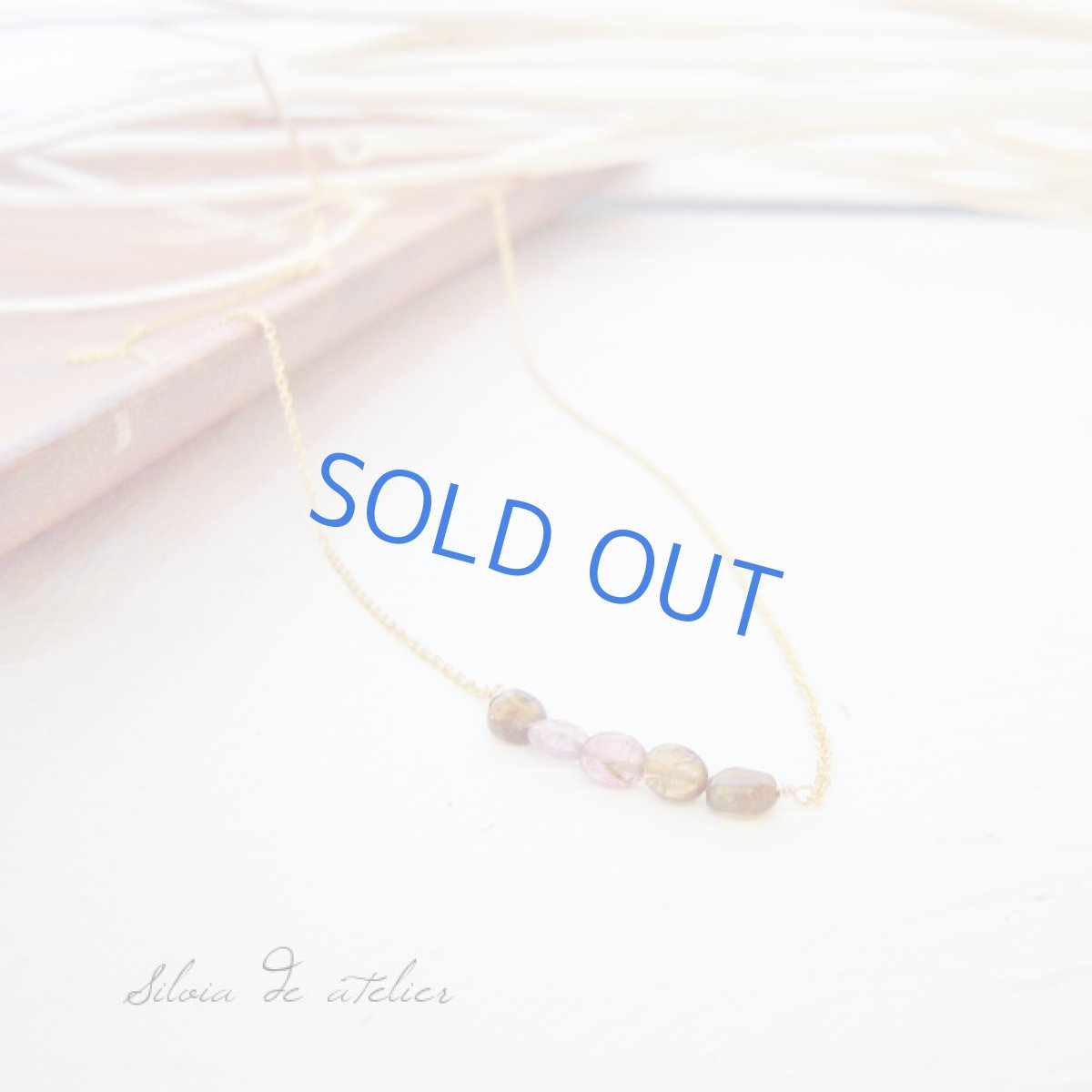 画像4: イエロー×ピンクトルマリン5石 ライン14kgfネックレス (4)