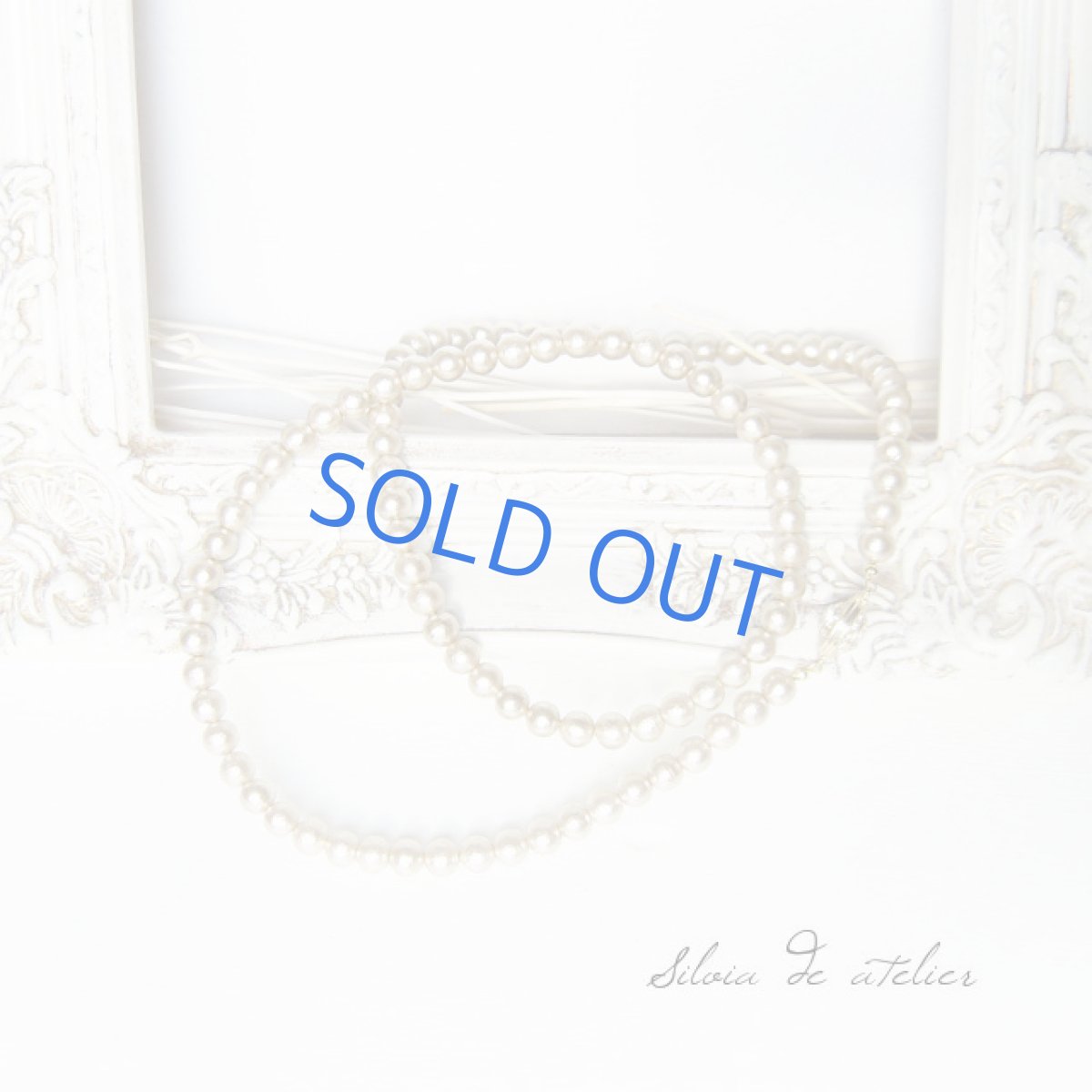 画像3: 再入荷♪スワロフスキービジュー留め具 シャンパンベージュコットンパールロングネックレス (3)