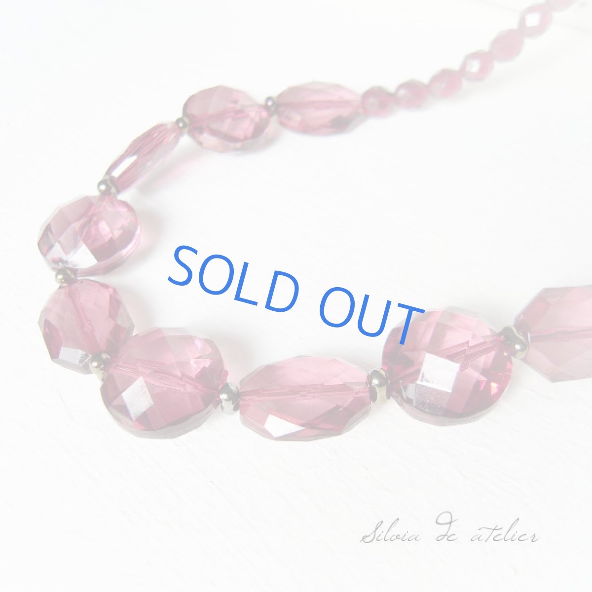 画像3: スワロフスキービジュー留め具 クリスタルチェコガラス バーガンディアクリルネックレス (3)