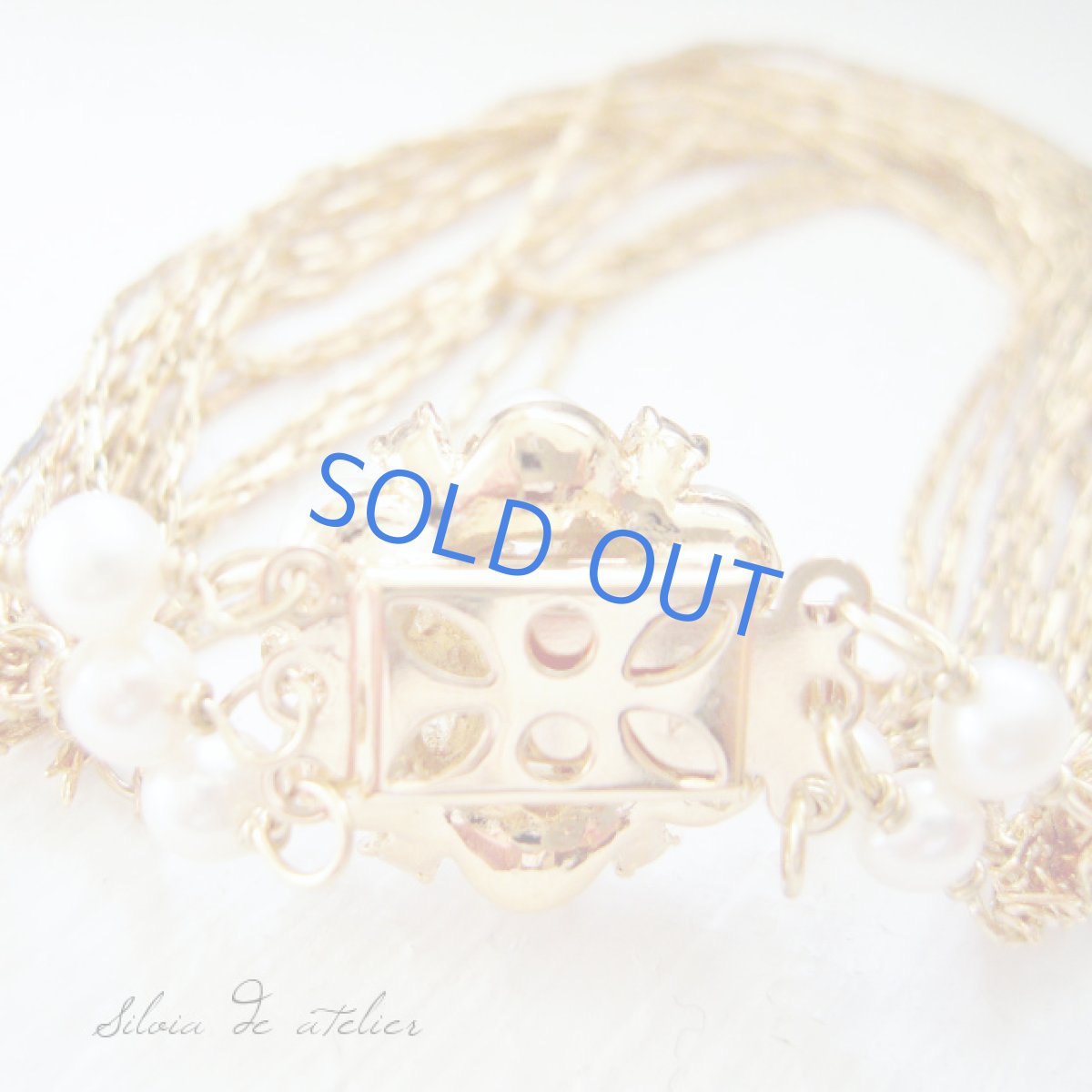 画像3: スワロフスキービジュー留め具 15連チェーン ブレスレット (3)