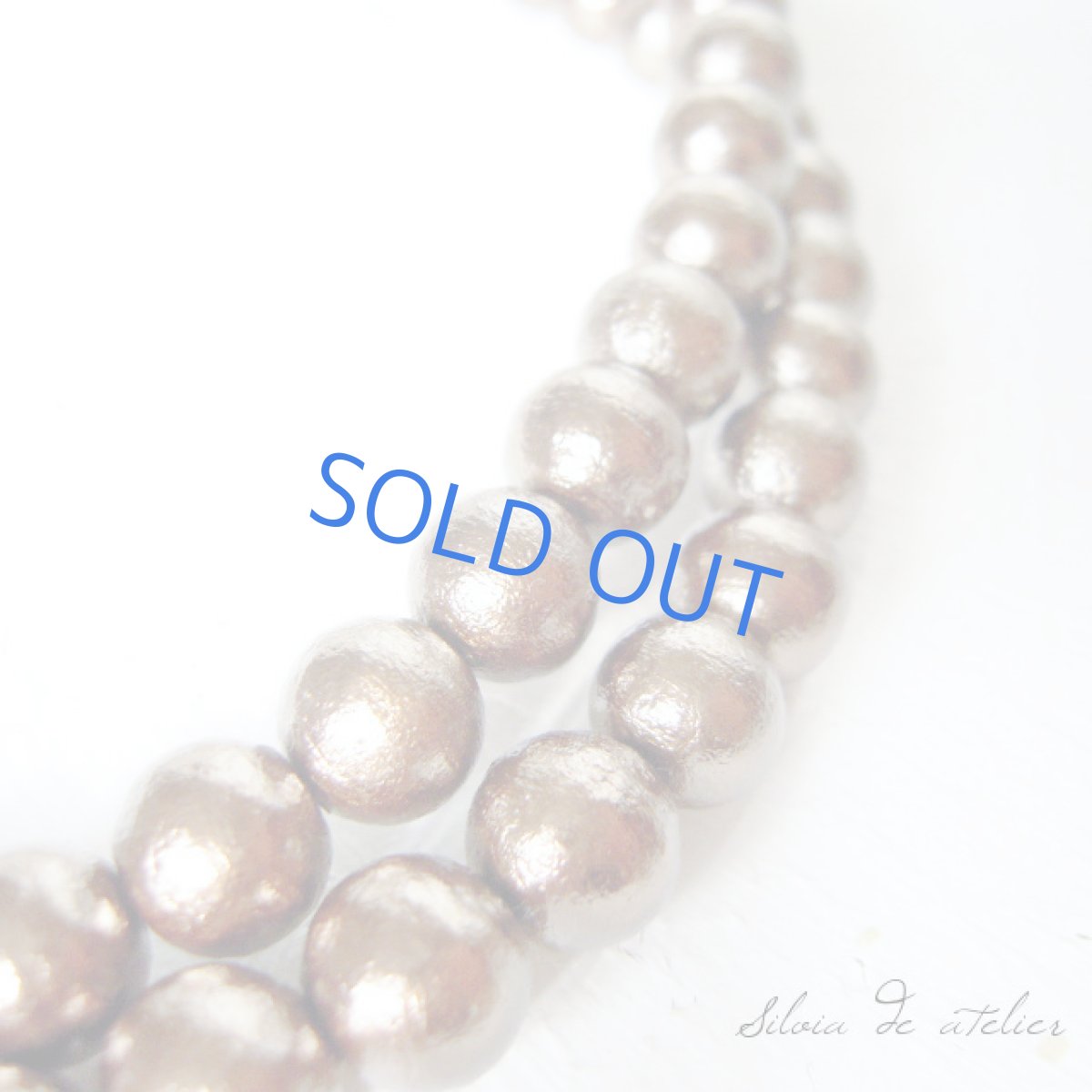 画像3: スワロフスキービジュー留め具 ブラウンコットンパールロングネックレス (3)