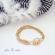 画像2: スワロフスキービジュー留め具　10連チェーン　ブレスレット (2)