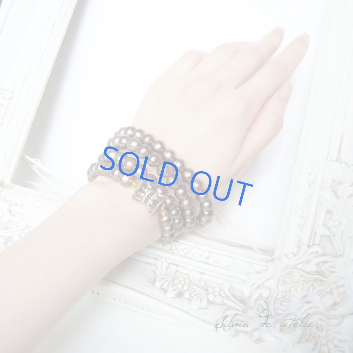 画像5: スワロフスキービジュー留め具 ブラウンコットンパールロングネックレス (5)