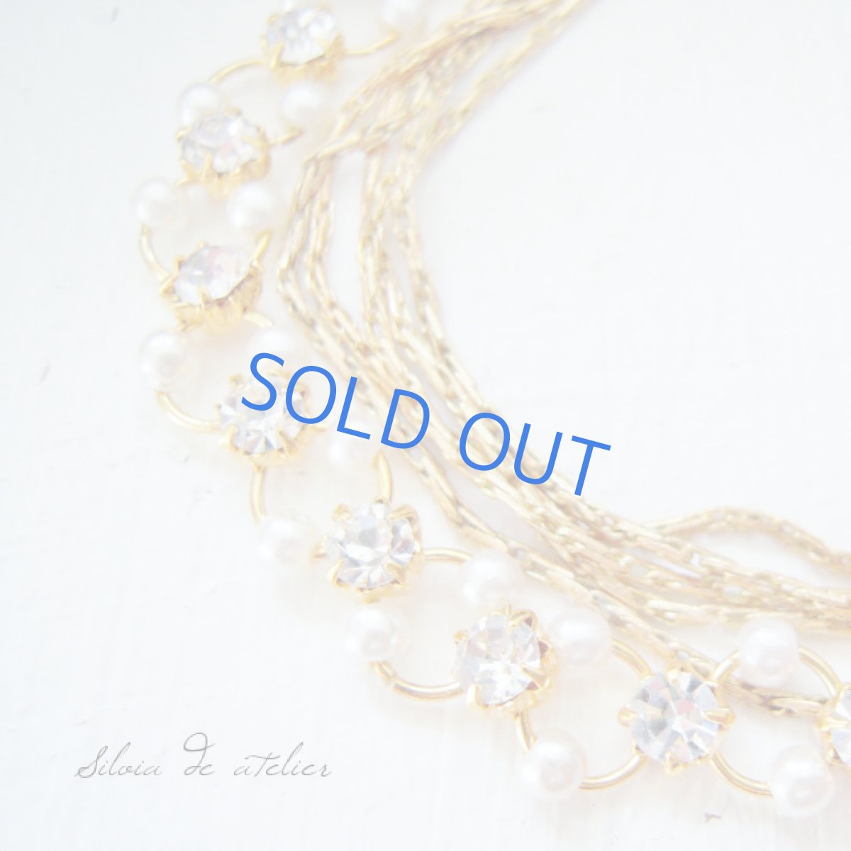 画像2: スワロフスキービジュー留め具 5連&ビジューチェーン ブレスレット (2)