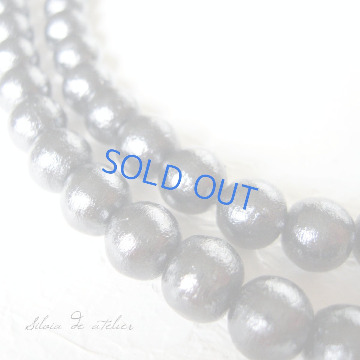 画像3: スワロフスキービジュー留め具 ブルーブラックコットンパールロングネックレス (3)