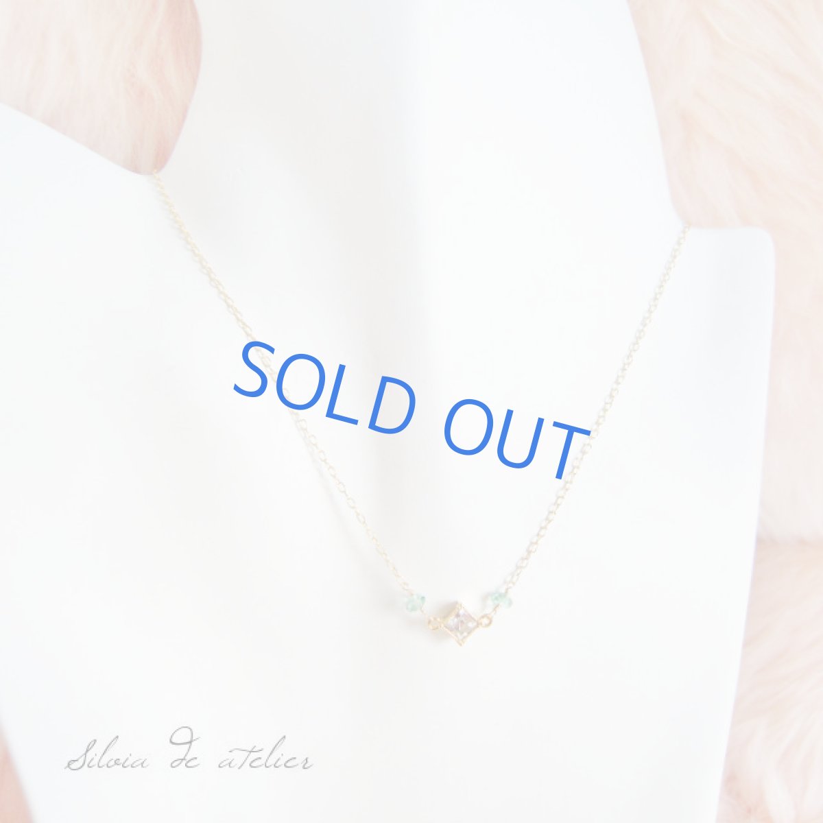 画像3: スワロフスキークリスタル×グリーンクォーツ ラインゴールドメッキネックレス (3)