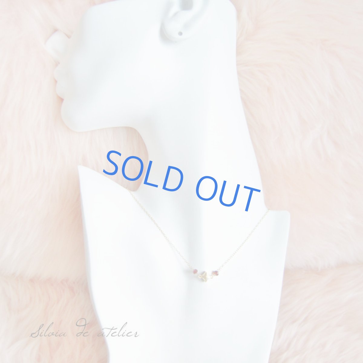 画像4: スワロフスキーワイン×ガーネット ラインゴールドメッキネックレス (4)