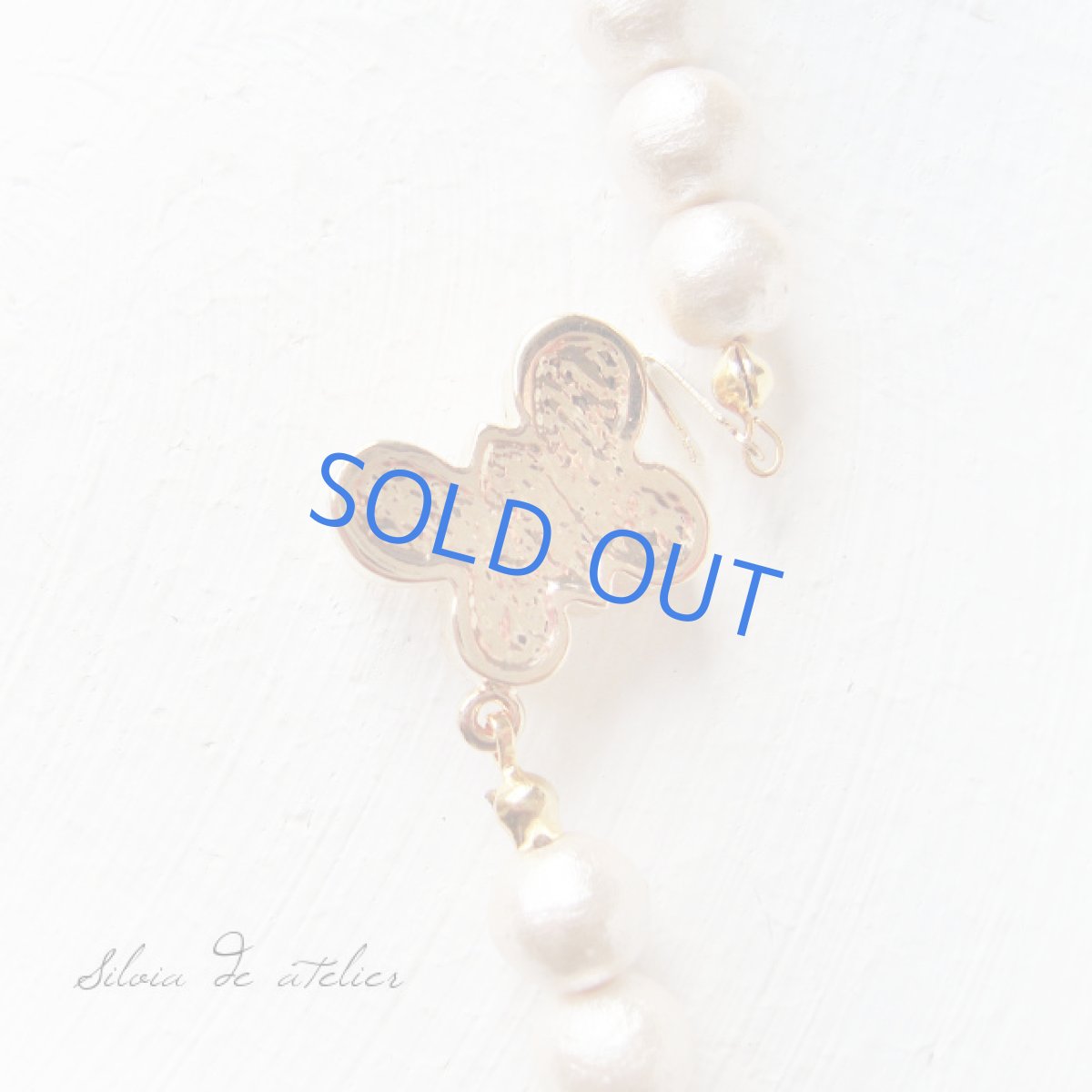 画像3: バタフライ スワロフスキービジュー留め具 ピンクコットンパール ロングネックレス (3)