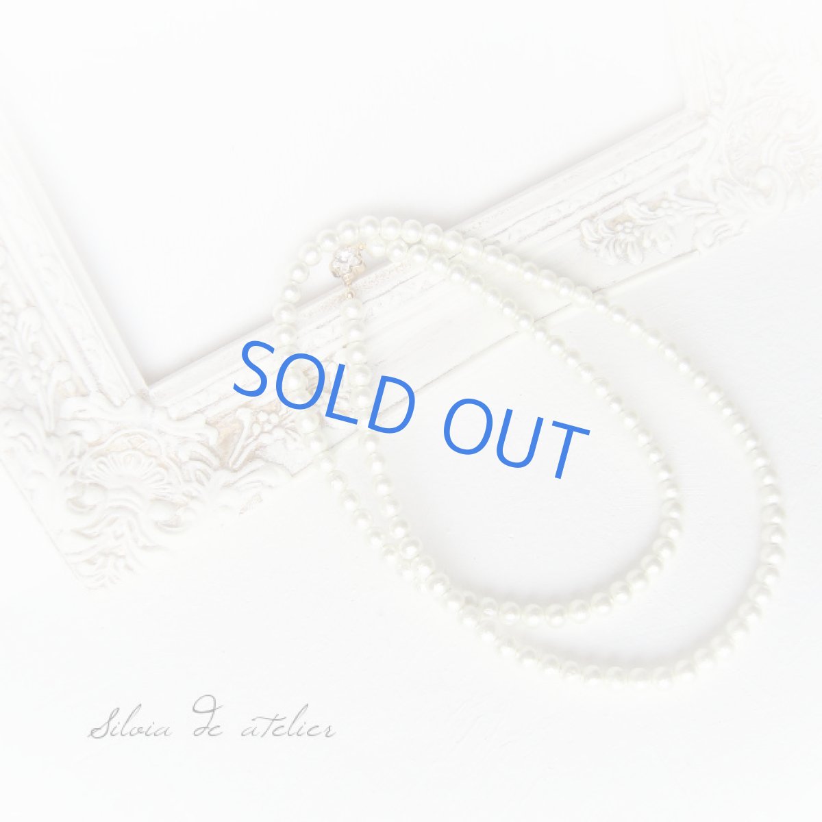 画像2: フラワー スワロフスキービジュー留め具 ミントグリーンコットンパール ロングネックレス (2)