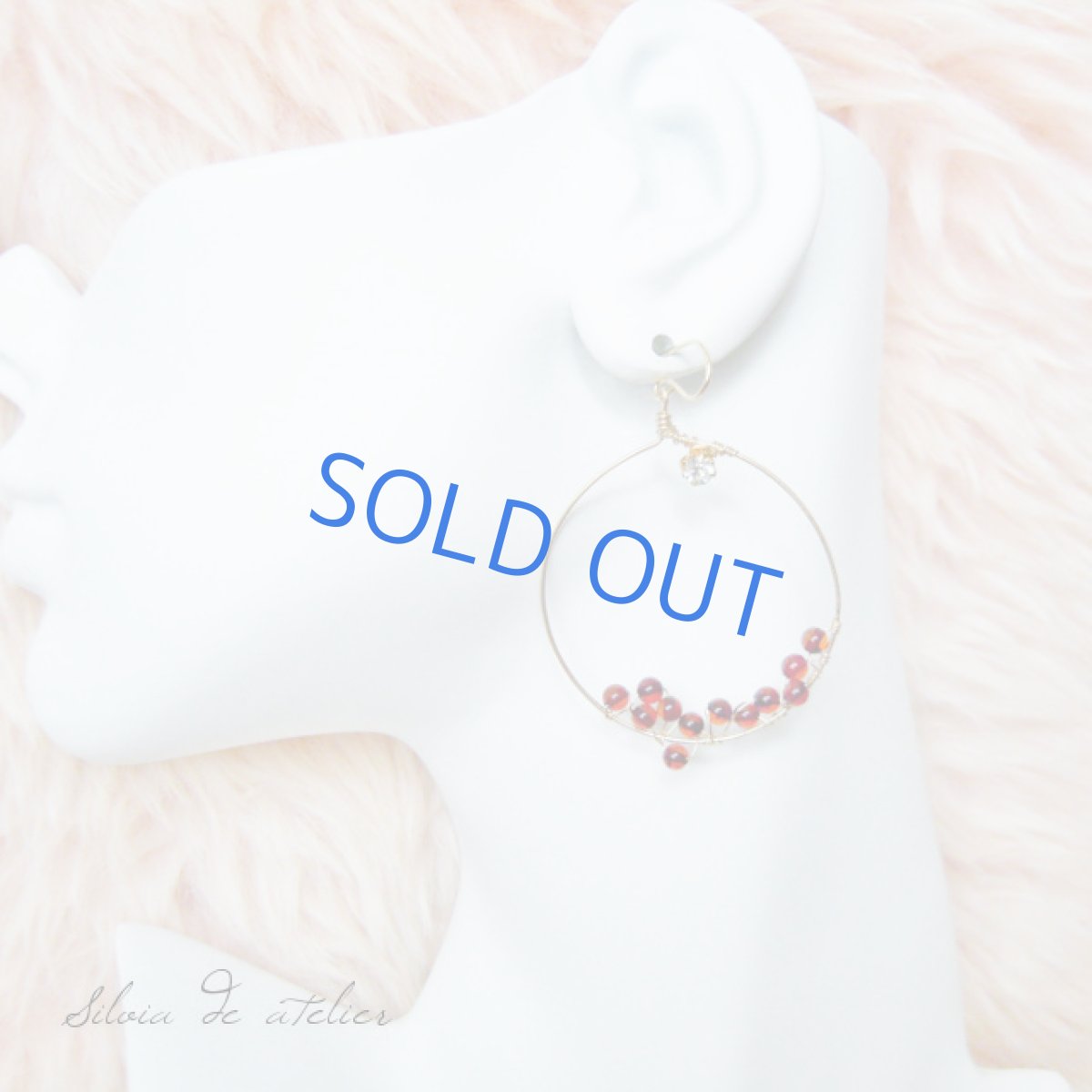 画像5: ガーネットアシンメトリー　大振り14kgfフープピアス (5)