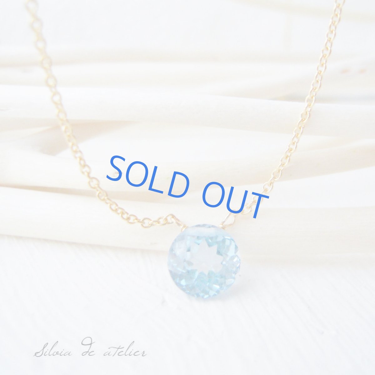 画像2: 宝飾用ルース ロンドンブルートパーズ ラウンドジェム 14kgfネックレス (2)