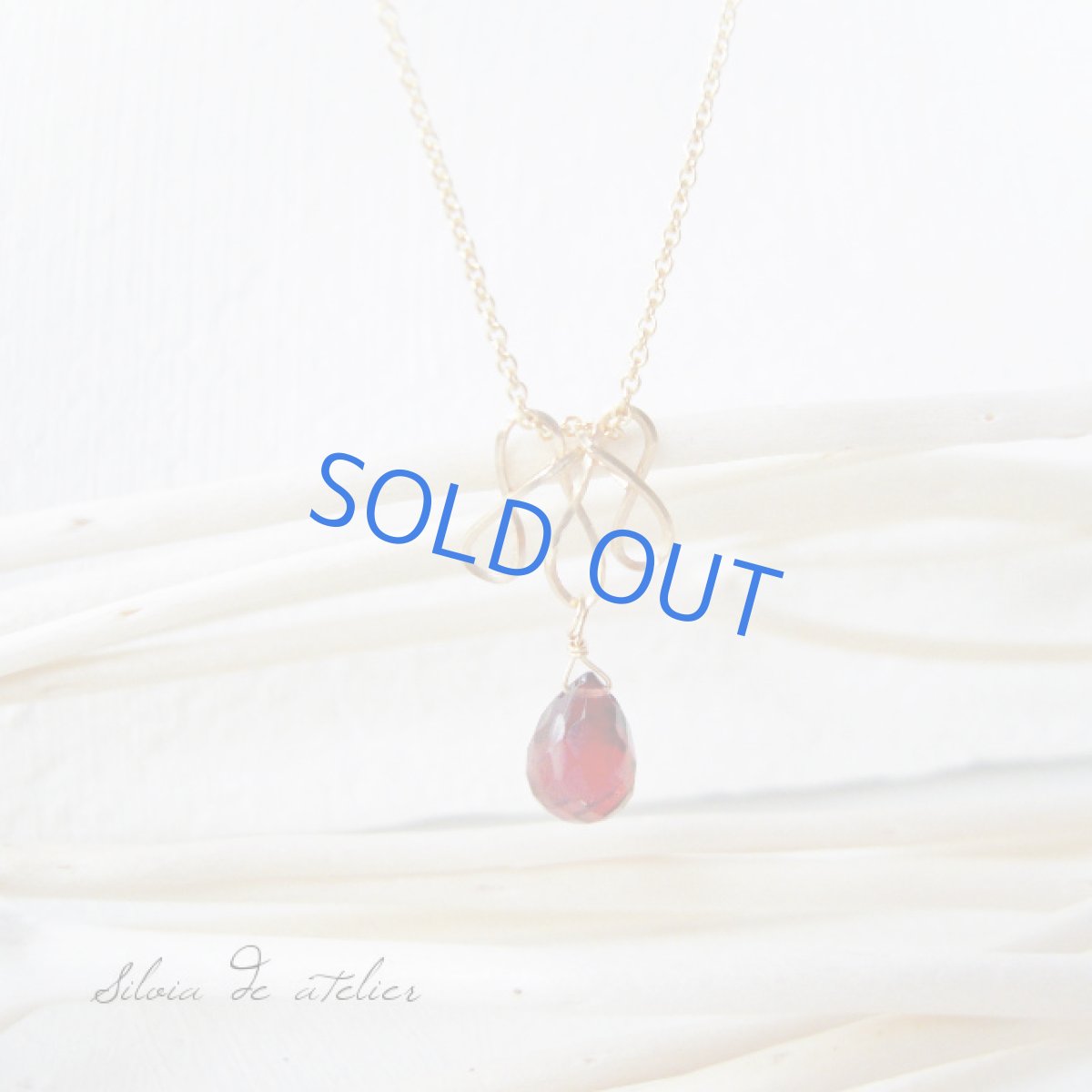 画像2: チャーム式 モザンビークガーネッドロップ デザイン14kgfネックレス (2)