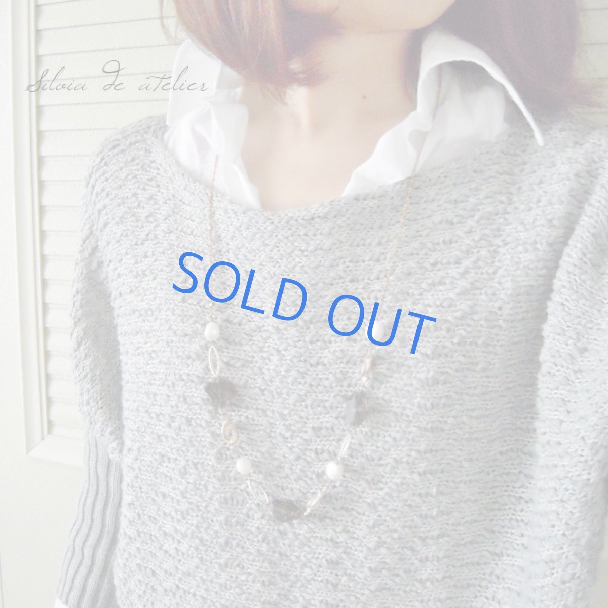 画像2: スモーキークォーツタンブル×淡水パール　コパーカラー　ロングネックレス (2)